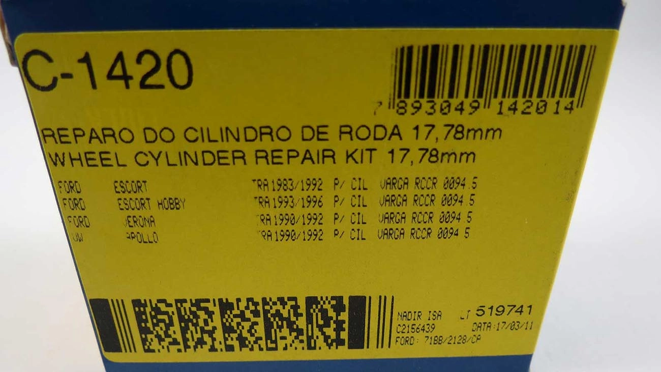 REPARO CILINDRO RODA 17.78MM VW APOLLO 1990/1992 FORD ESCORT 1983/1996 PCTRASEIRO