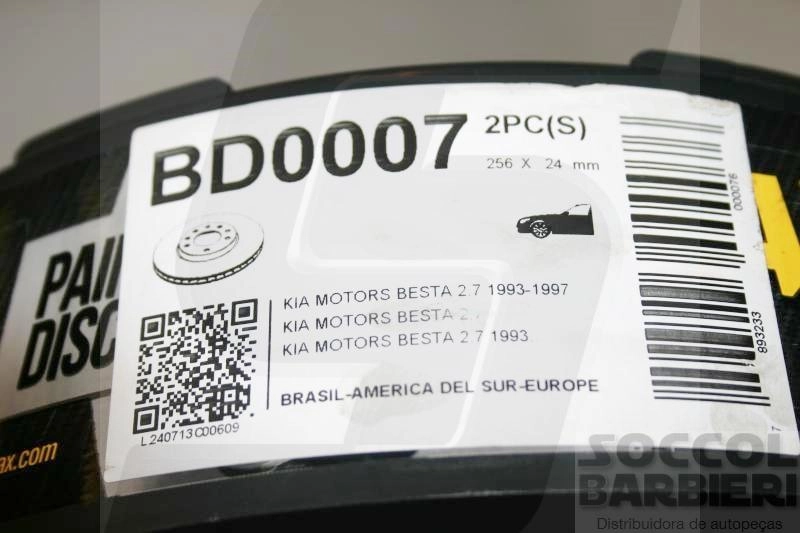 DISCO FREIO DIANTEIRO VENTILADO 256MM KIA BESTA 2.7 93/97