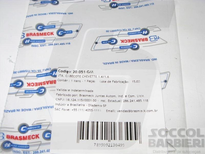 JUNTA CABEÇOTE DE FIBRA GM CHEVETTE/CHEVY/MARAJÓ 1.4/1.6 73/94 - ÁLCOOL/GASOLINA