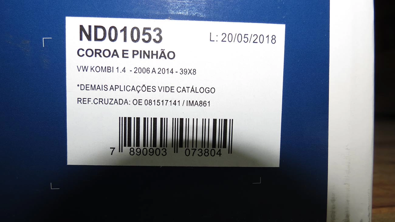 COROA E PINHAO 8X39 VW KOMBI 1.4 2006/ - MOTOR REFRIGERADO AGUA