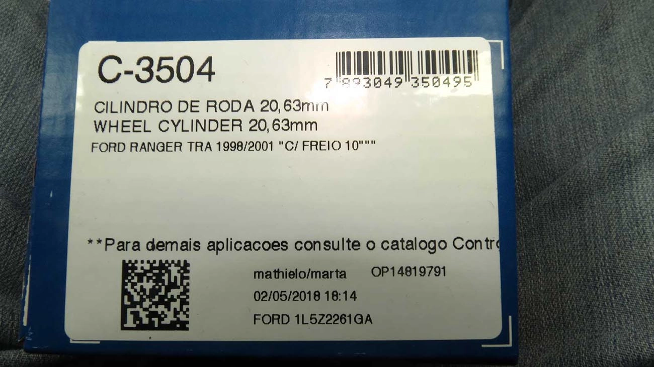 CILINDRO RODA FREIO TRASEIRO LADO DIREITO/ESQUERDO TRASEIRA FORD RANGER 98/01 13/16 COM TAMBOR 10 POLEGADAS 20.63MMMM