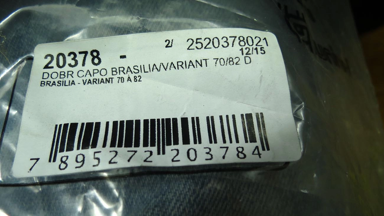 DOBRADICA CAPO VW BRASILIA 1973/1982 VARIANT G1 1969/1976 GII 1977/1981 - DIREITO