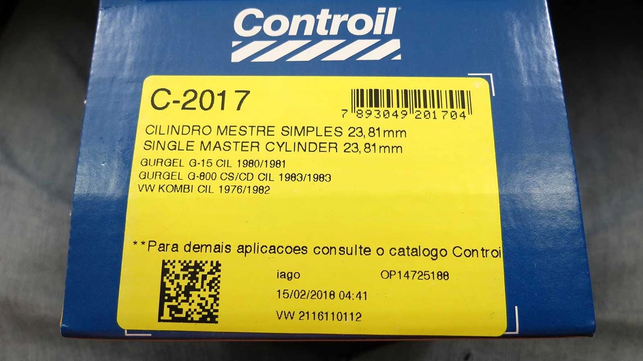 CILINDRO MESTRE FREIO SIMPLES 23.81MM VW KOMBI 76/82