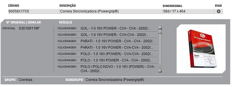 CORREIA SECUNDÁRIA COMANDO VW GOL/PARATI 1.0 16V POWER 2002/ - POLO 1.0 16V 2002/