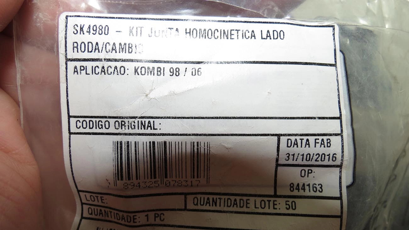 KIT REPARO HOMOCINÉTICA SEM FLANGE LADO RODA/CÂMBIO VW KOMBI 98/ -  27X63X136MM