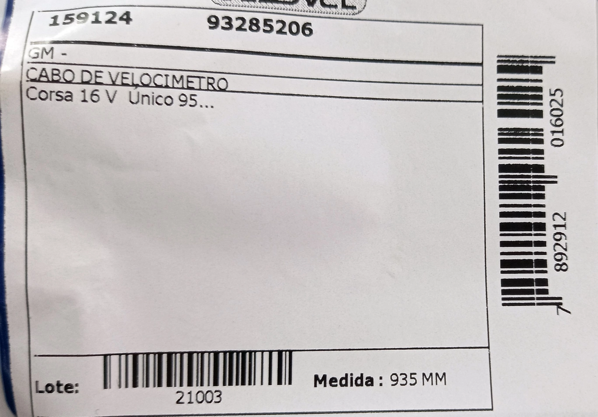 CABO VELOCIMETRO GM CORSA 95/ - 16V 935