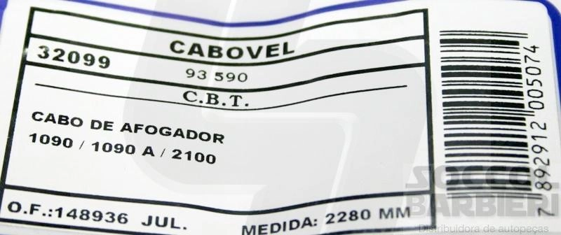 CABO AFOGADOR 2280MM CBT 1090/1090 A/2100 2280