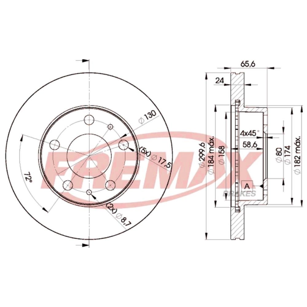 DISCO FREIO DIANTEIRO VENTILADO 300MM 5 FUROS FIAT DUCATO 97/17 PEUGEOT BOXER 99/ CITROEN JUMPER 95/ 300M