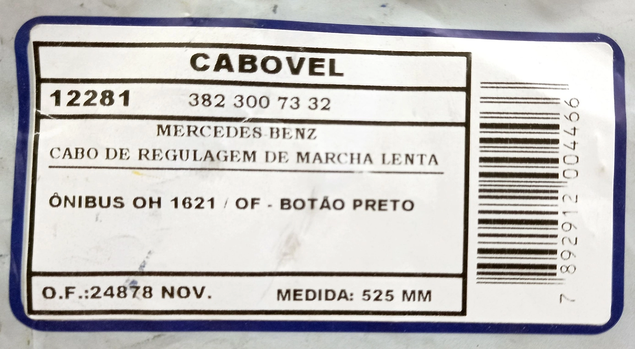 CABO LENTA MB ONIBUS OH 1621/OF BOTAO PRETO 525MM