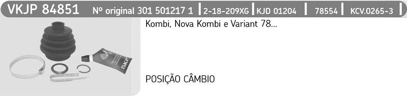 KIT REPARO COIFA HOMOCINÉTICA LADO RODA/CÂMBIO SEM FLANGE VW KOMBI 78/97 VARIANT II 21X57X82MM