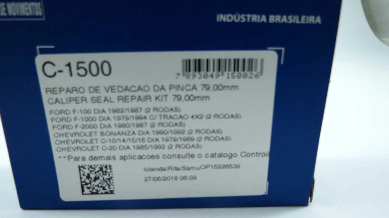 REPARO PARCIAL VEDAÇÃO PINÇA FREIO DIANTEIRA 79MM PARA DOIS LADOS FORD F-100/1000/2000 /94 GM A/C/D-10/20 /92