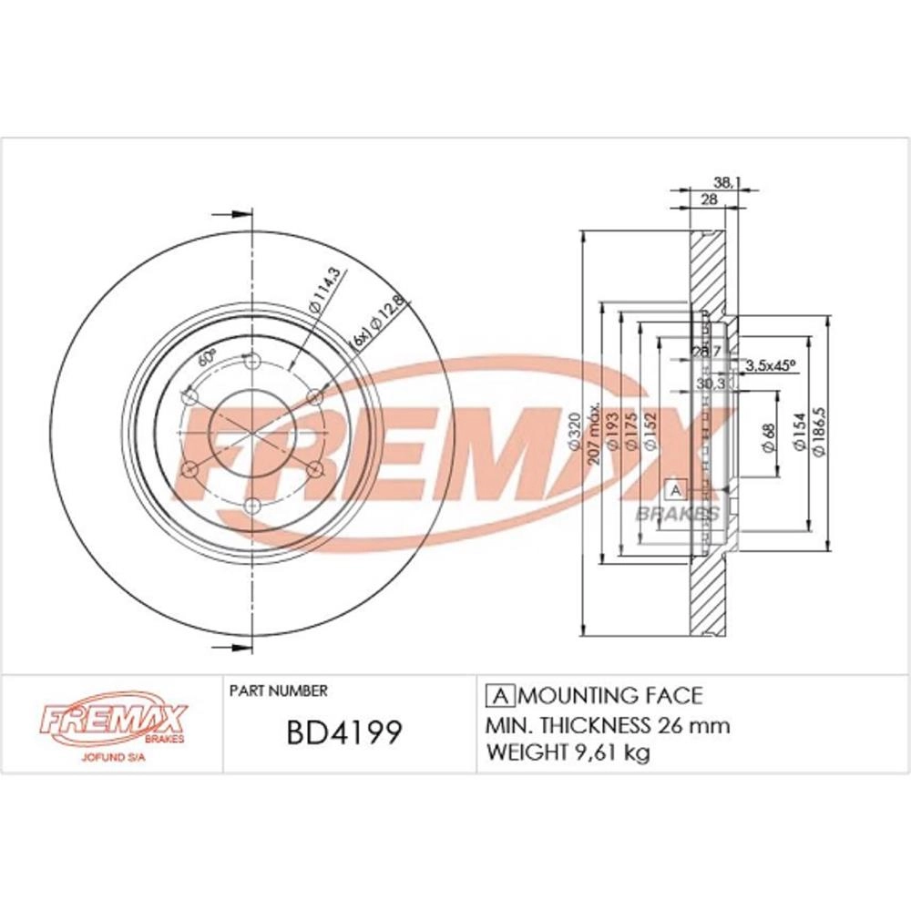 DISCO FREIO DIANTEIRO VENTILADO 320MM 6 FUROS NISSAN PATHFINDER 2.5/4.0 2005/2010