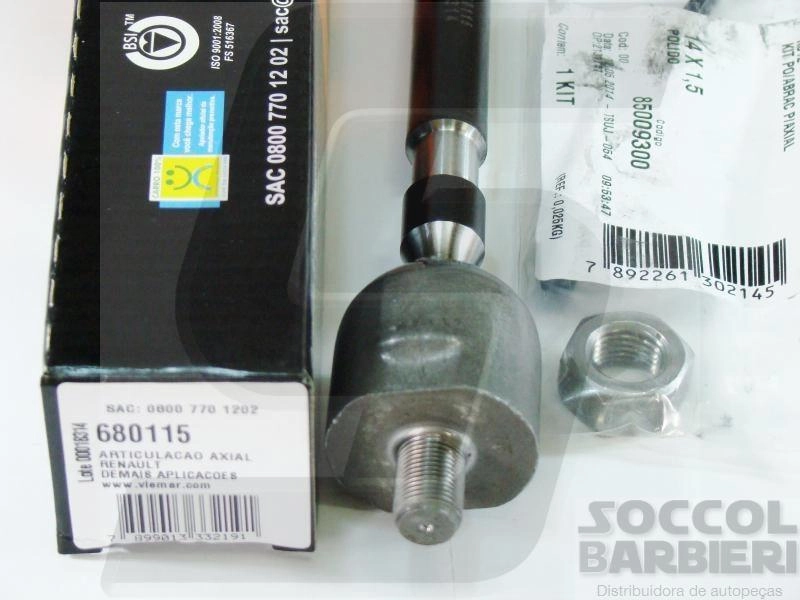 ARTICULAÇÃO/BARRA AXIAL DIREÇÃO HIDRÁULICA RENAULT CLIO II 98/ - KANGOO 00/ - SYMBOL 09/13