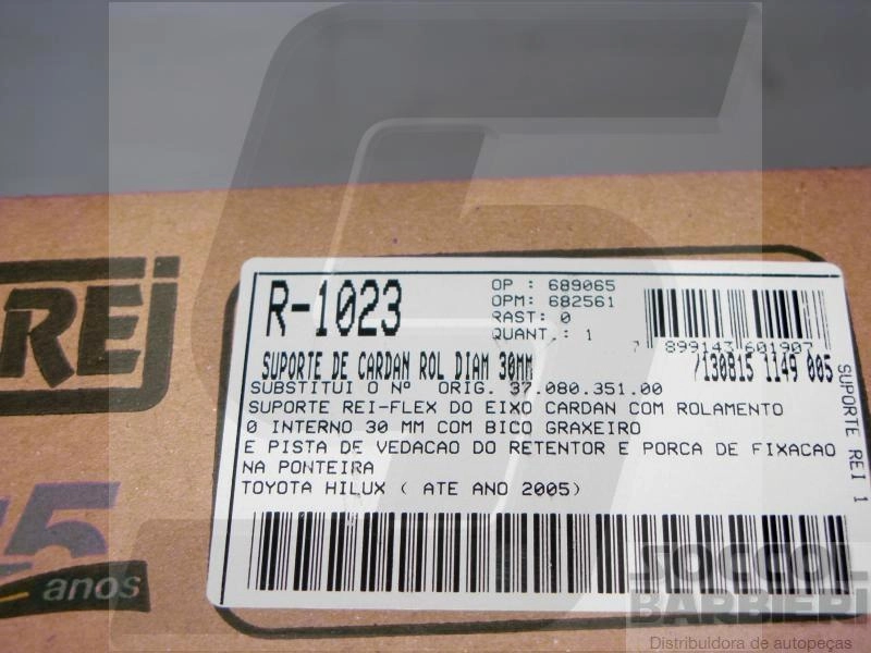 SUPORTE/ROLAMENTO CARDAN DIÂMETRO INTERNO 30MM COM TOYOTA HILUX /05