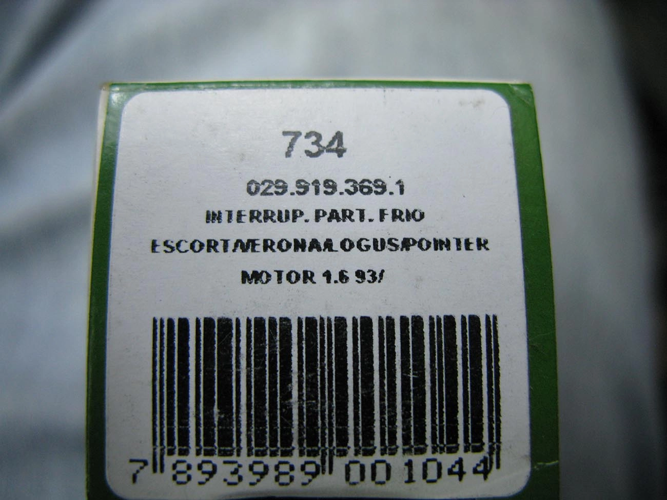 INTERRUPTOR TÉRMICO PARA PARTIDA A FRIO FORD ESCORT/VERONA 1.6 93/