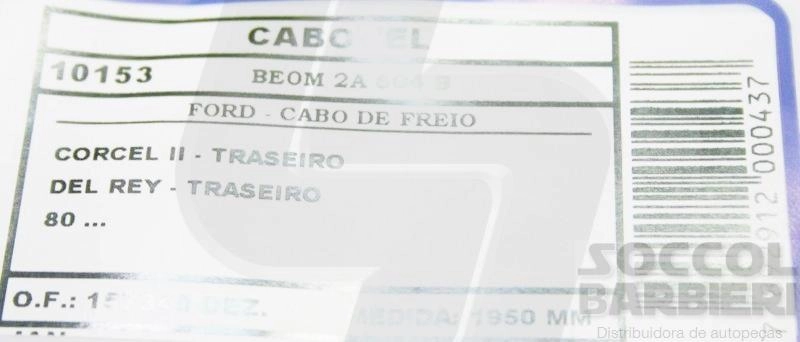 CABO DE FREIO TRASEIRO FORD CORCEL II/BELINA II/DEL REY 1980/ - 1950MM