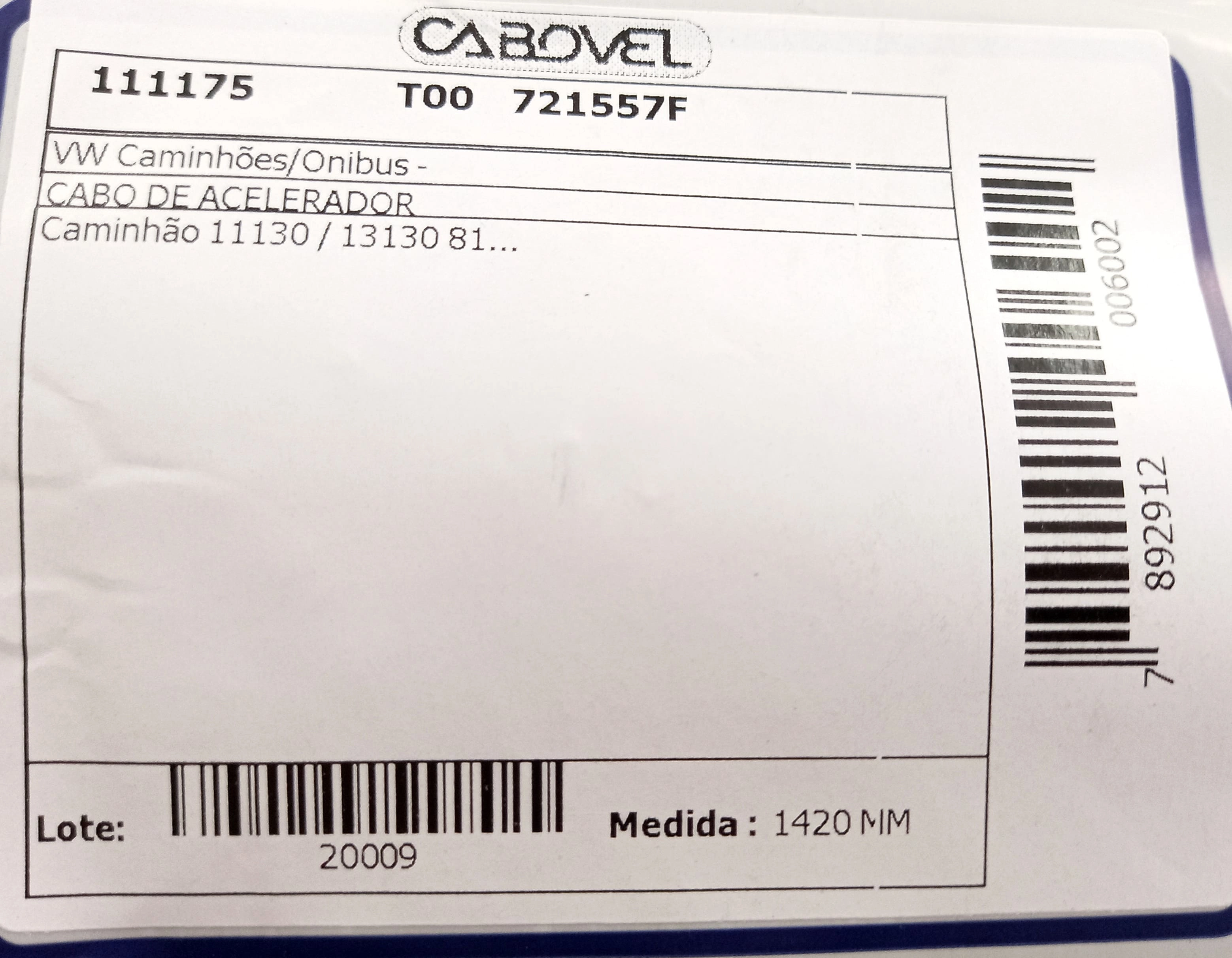 CABO ACELERADOR 1420MM VW 11.130/13.130 81/