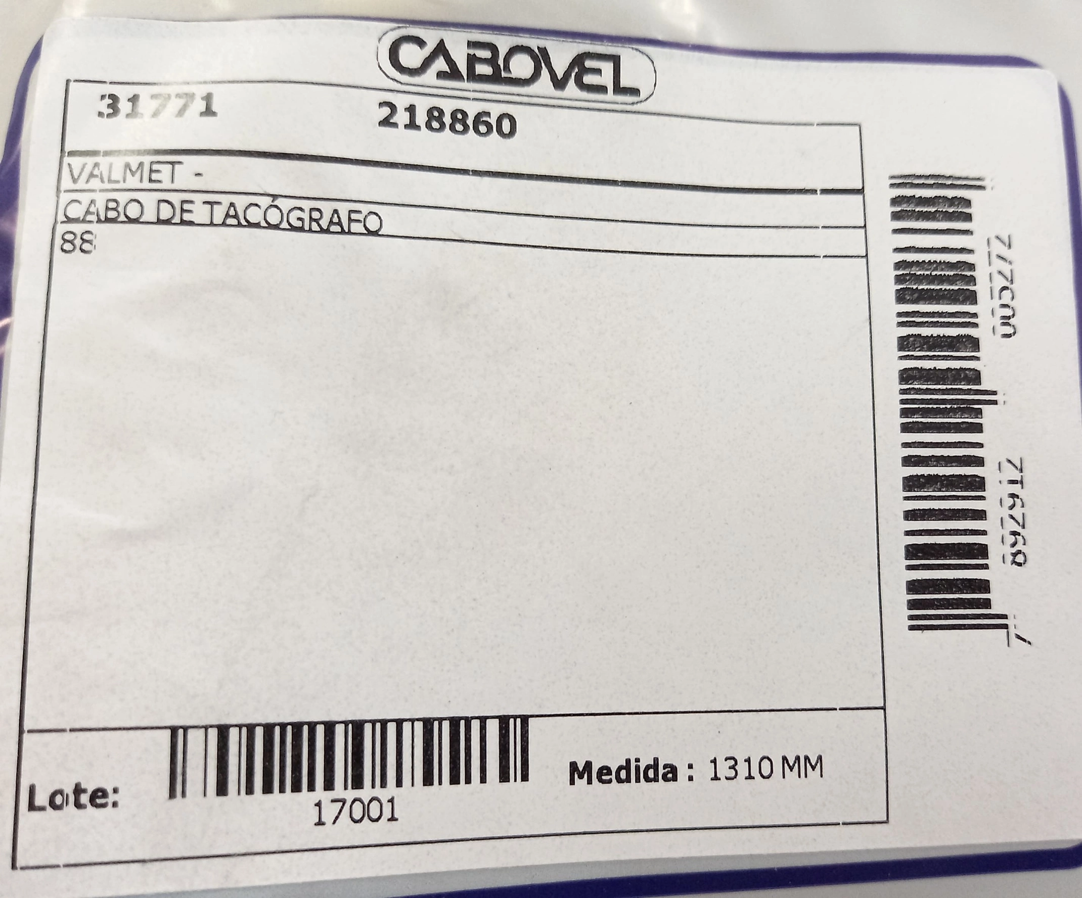 CABO TACOMETRO VALMET 88 1310