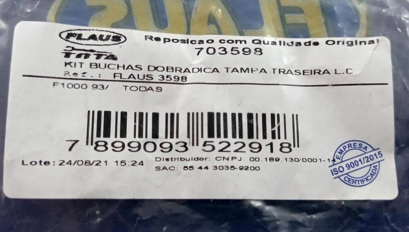REPARO BUCHAS DOBRADIÇA TAMPA TRASEIRA - FORD F1000 93/ TODAS - LD/LE