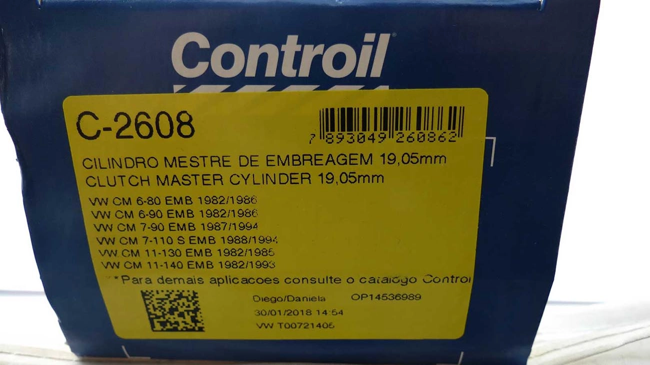 CILINDRO MESTRE EMBREAGEM 19.05MM VW 6.80/6.90/7.90/7.110/11.130/11.140/12.140/13.130 3/4