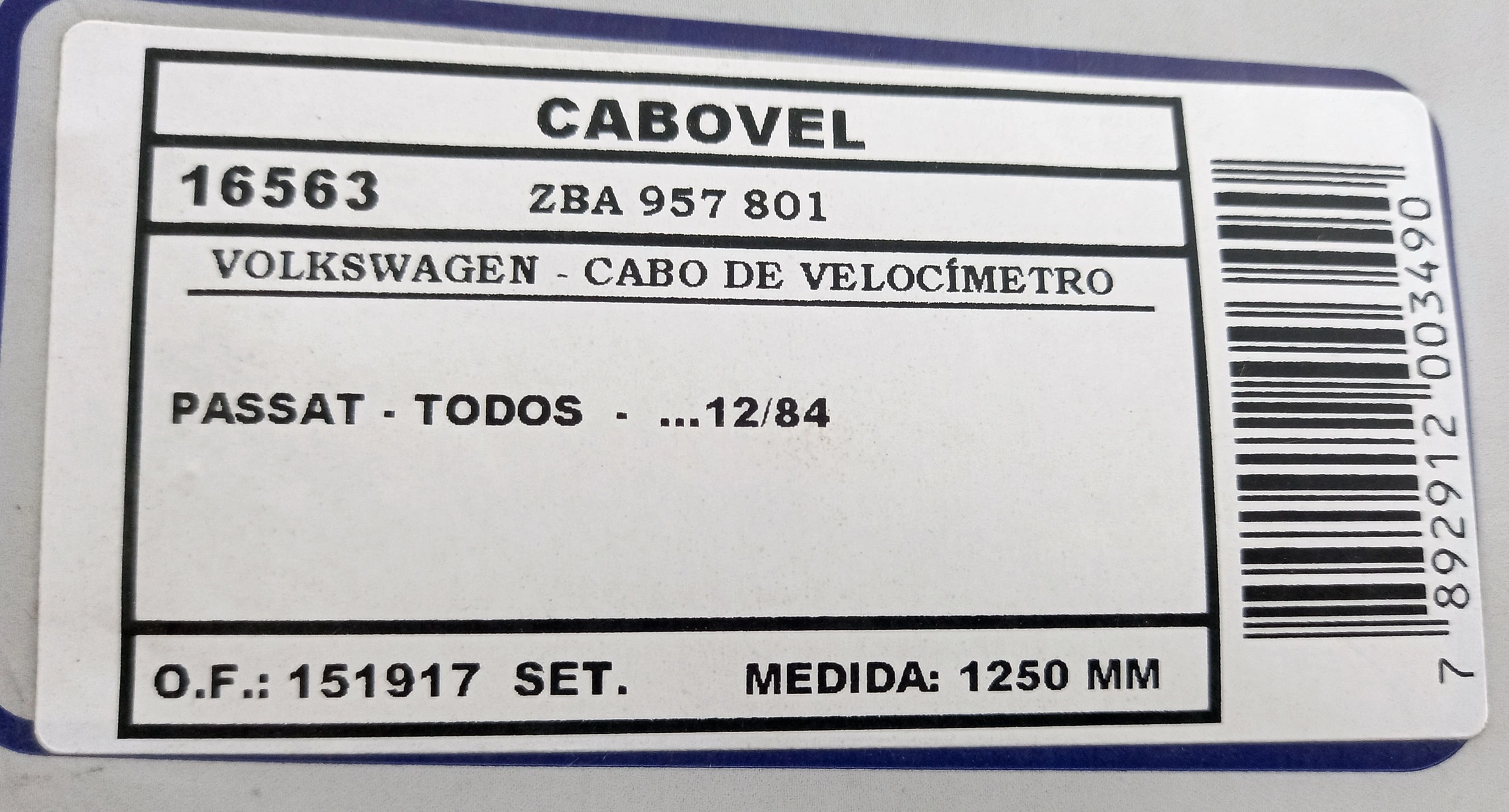 CABO VELOCIMETRO VW PASSAT - TODOS/12.84 1250