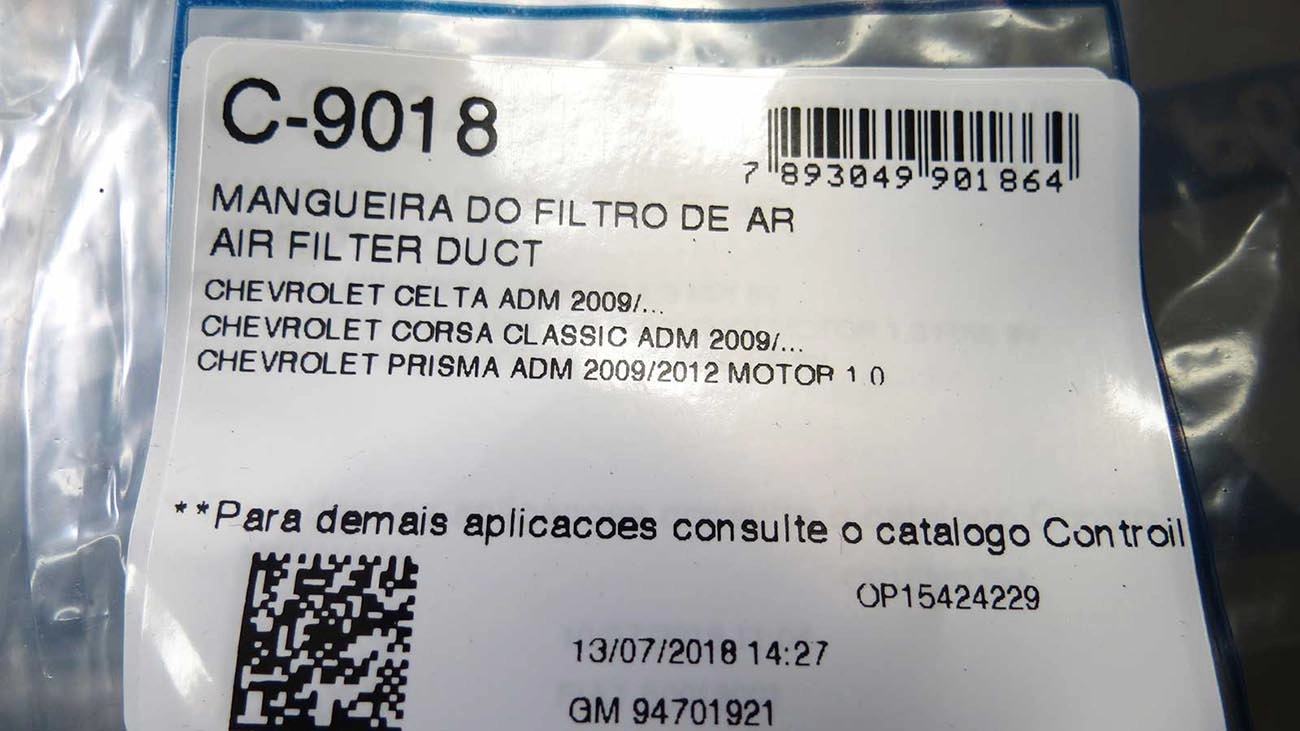 MANGUEIRA FILTRO AR GM CELTA/CORSA CLASSIC/PRISMA 1.0 2009/