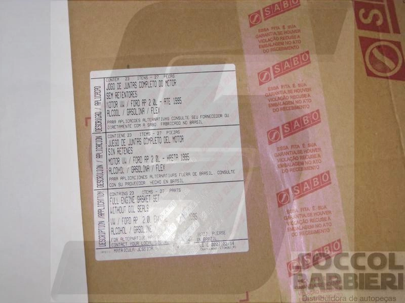 JOGO JUNTAS COMPLETO MOTOR VW GOL/SANTANA/LOGUS 2.0 /96 S/RETENTOR