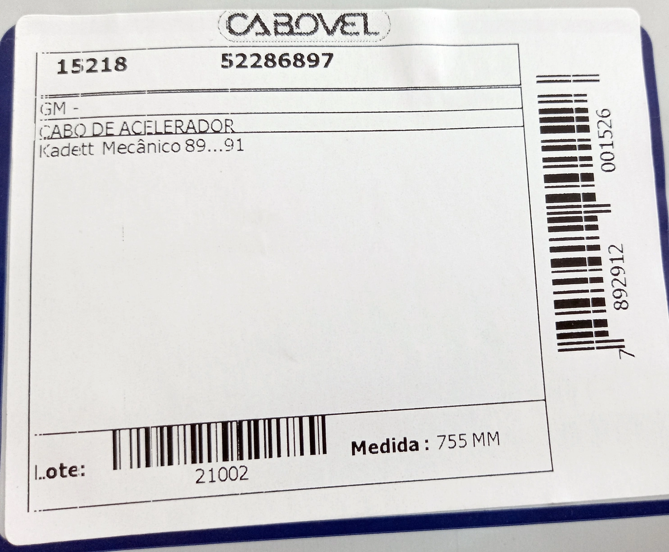 CABO ACELERADOR 755MM GM KADETT MECANICO 89/91 755