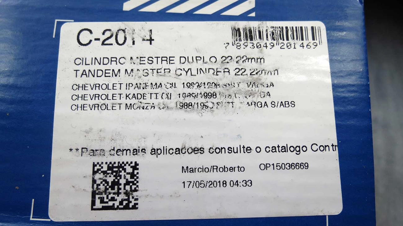 CILINDRO MESTRE FREIO DUPLO SISTEMA VARGA 22.22MM 7/8P GM MONZA/KADETT/IPANEMA 89/