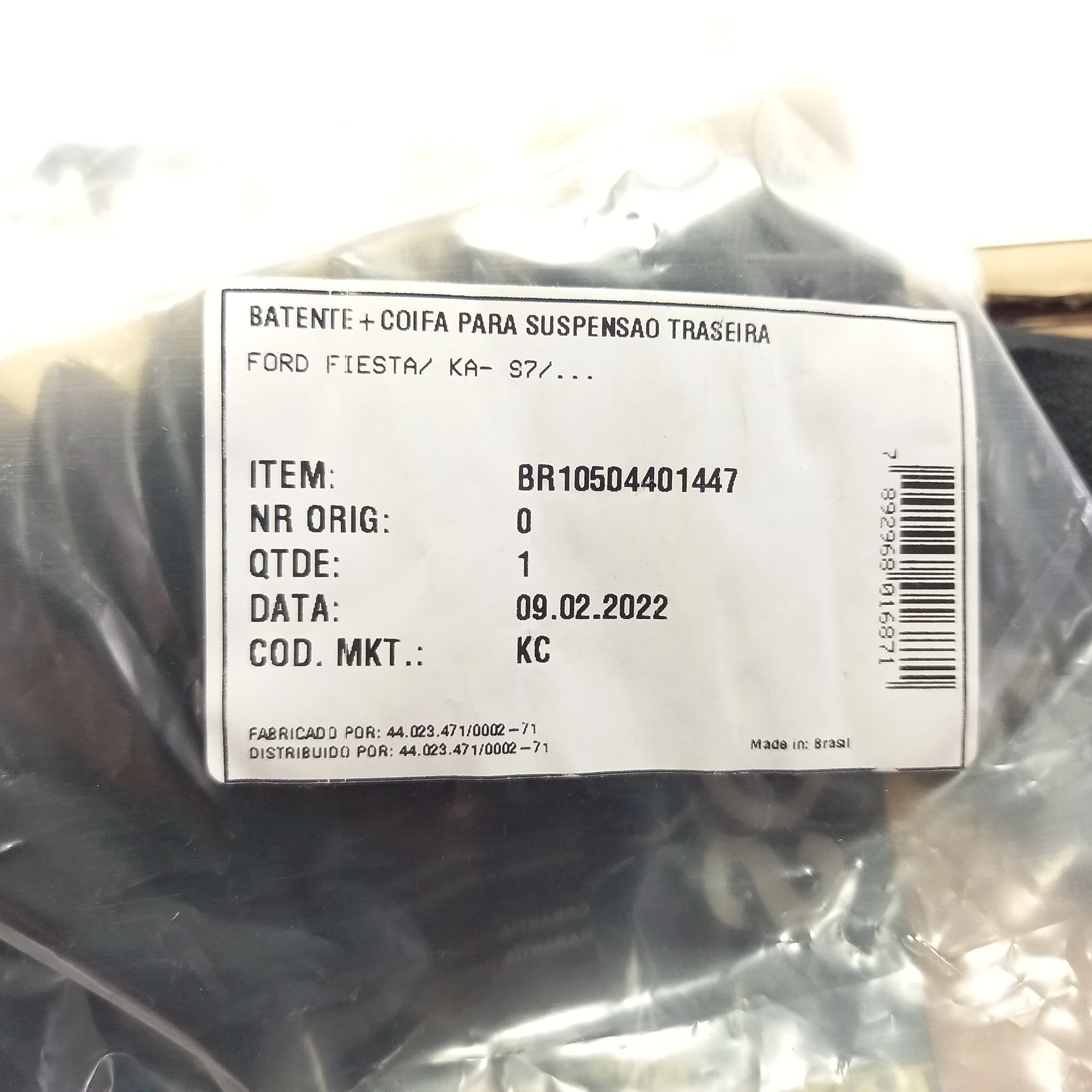 KIT AMORTECEDOR TRASEIRO FORD FIESTA 96/ - KA 97/07 - BATENTE E COIFA