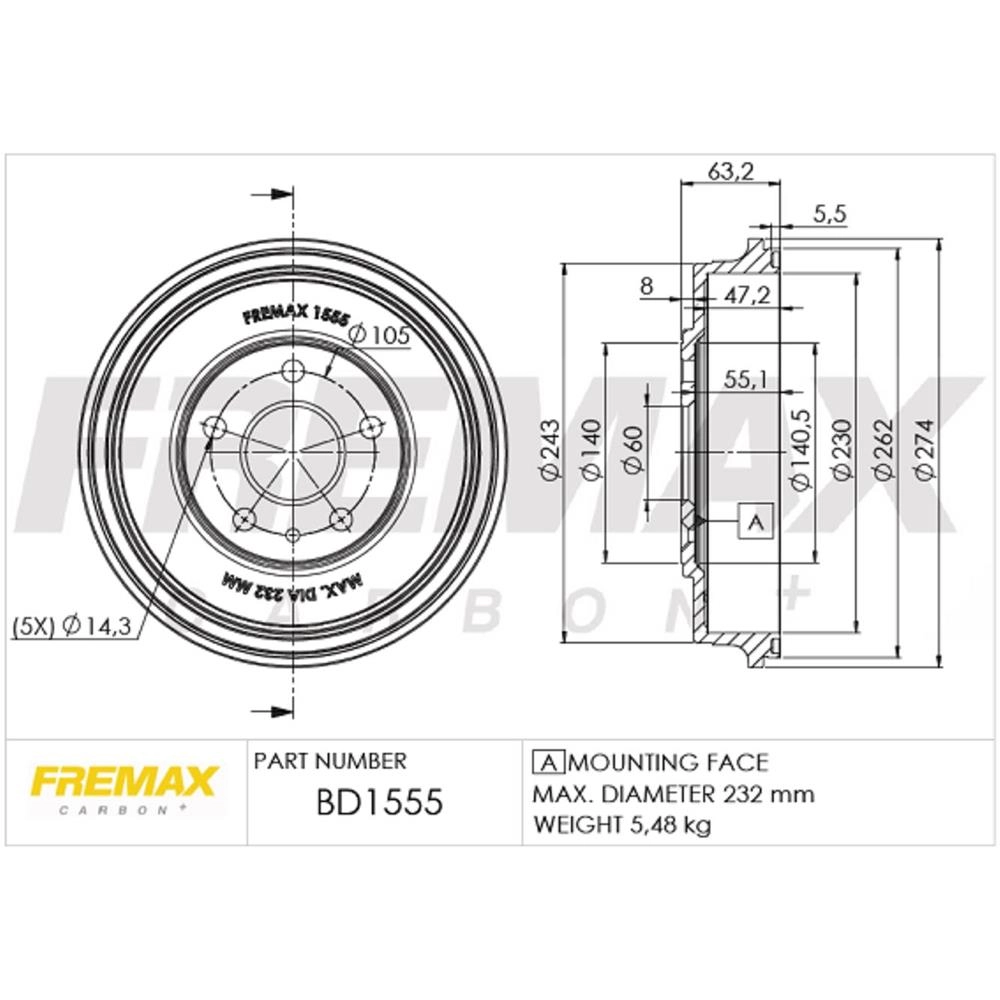 TAMBOR FREIO TRASEIRO GM TRACKER 1.4 TURBO 4X2 2017/ 1.8 16V 2014/