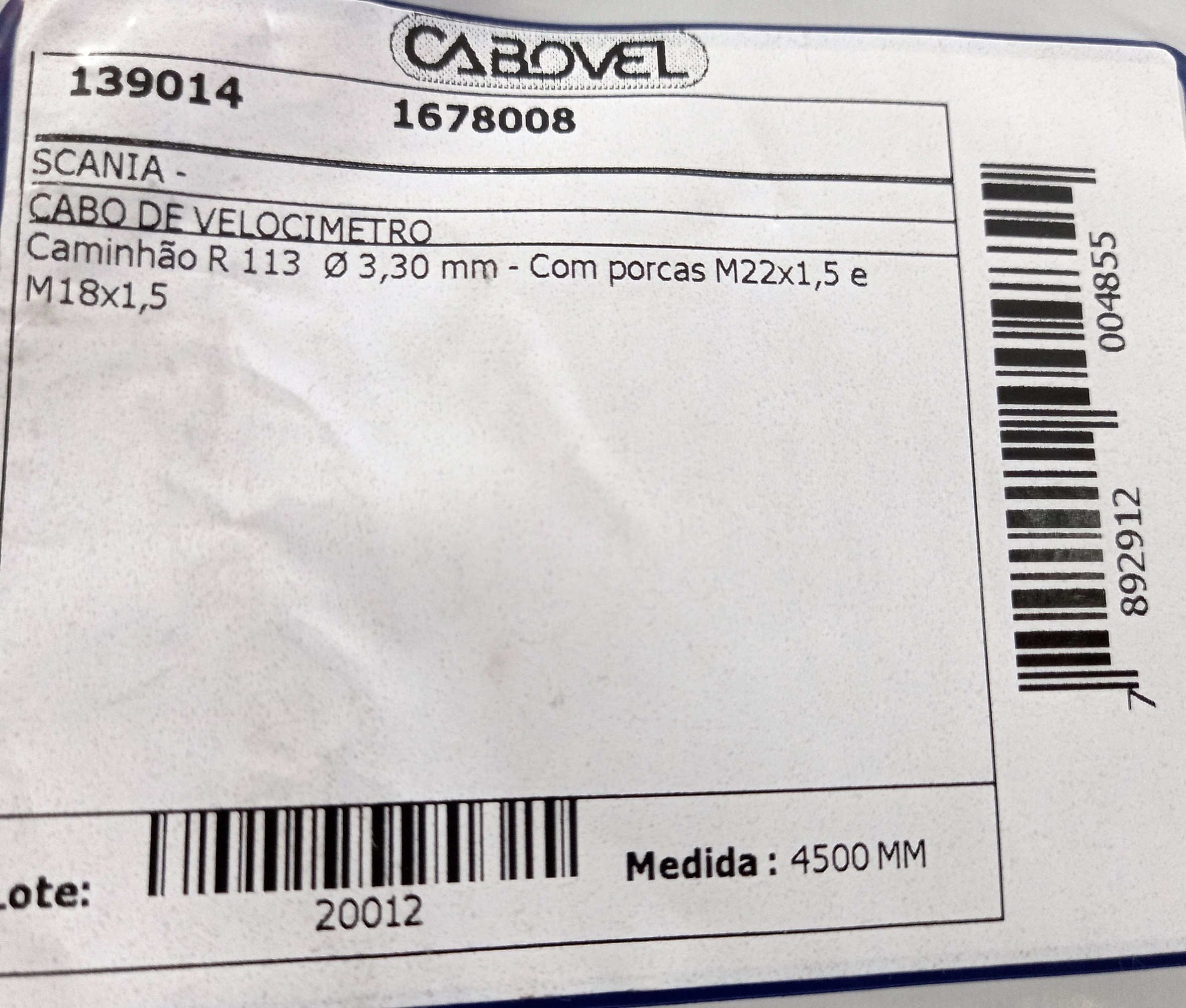 CABO VELOCIMETRO SCANIA R 113 4500MM