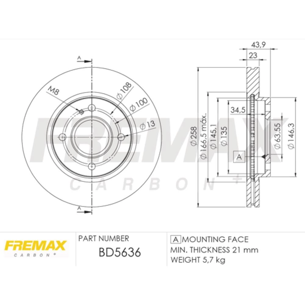 DISCO FREIO DIANTEIRO VENTILADO 258MM FORD NEW FIESTA 1.5/1.6 2011/ NOVO KA 2014/
