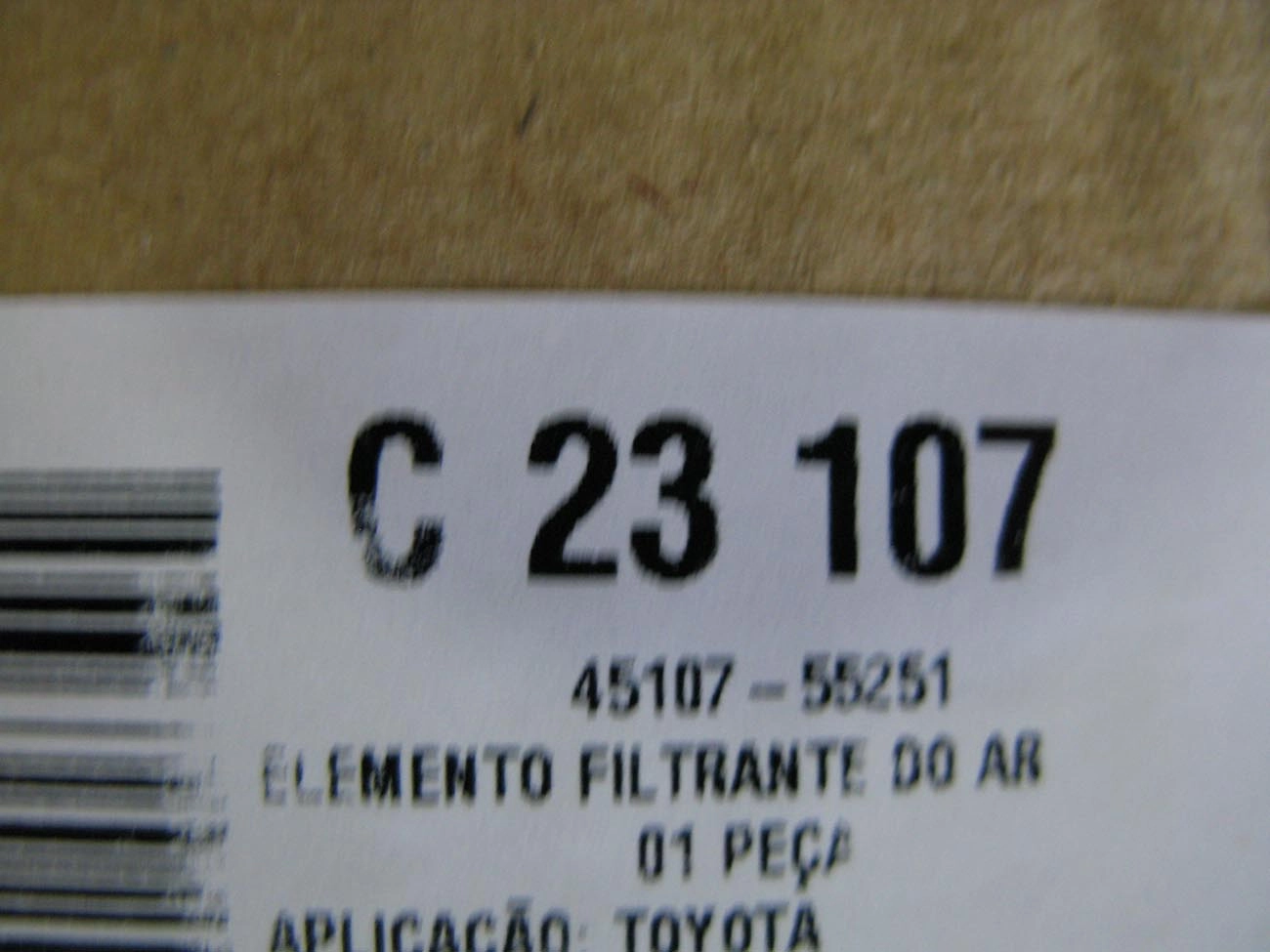FILTRO AR TOYOTA HILUX 2.5/3.0 16V 2006/ DIESEL - HILUX 2.7 16V 2008/ GASOLINA