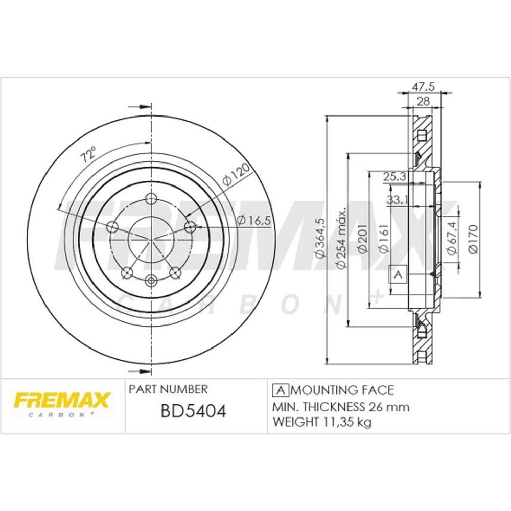 DISCO FREIO TRASEIRO VENTILADO 364,50MM GM CAMARO 2010/2024