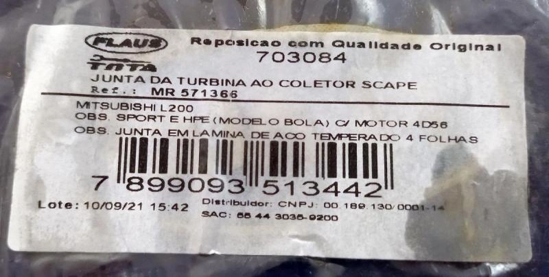 JUNTA TURBINA AO COLETOR ESCAPE MITSUBISHI L-200/L200