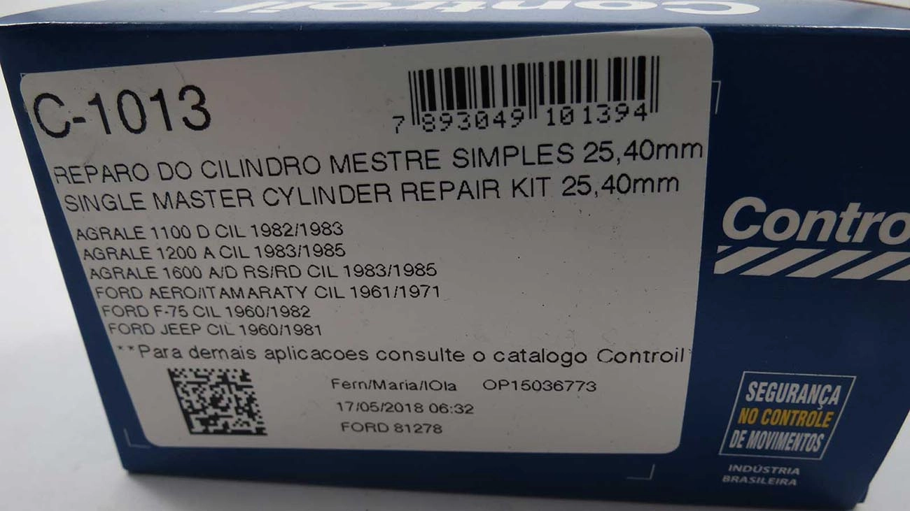 REPARO CILINDRO MESTRE SIMPLES 25.40MM WILLYS F-75/JEEP/RURAL/AERO 60/ 1P