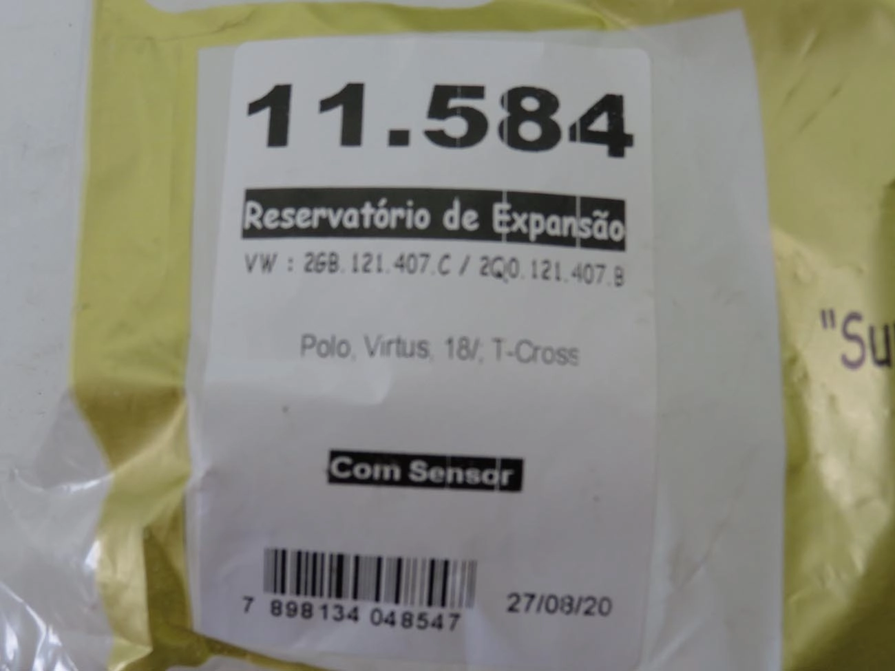 RESERVATORIO RADIADOR VW POLO/T-CROSS/VIRTUS 2018/