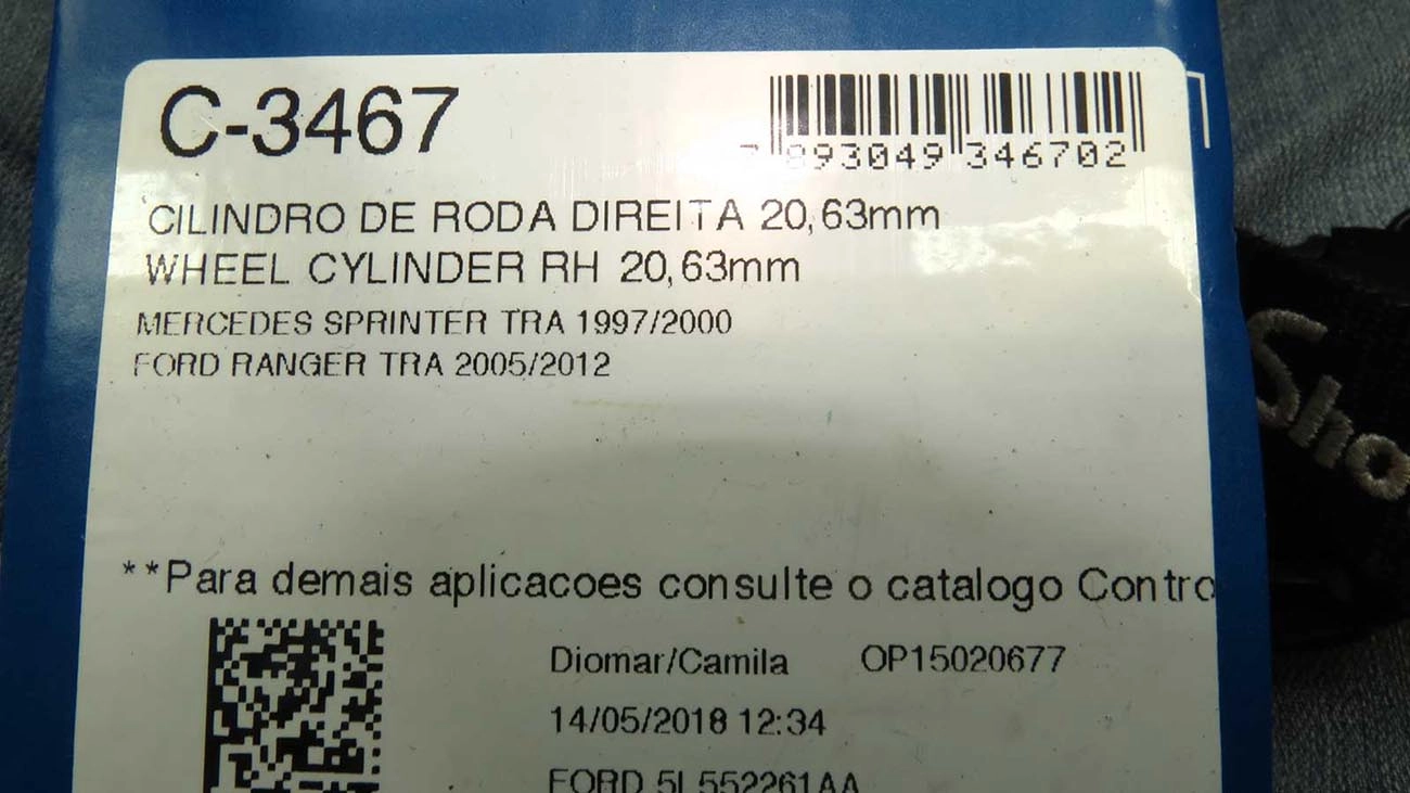 CILINDRO RODA FREIO TRASEIRO LADO DIREITO TRASEIRA DIREITA MB SPRINTER 97/00 13/16 FORD RANGER 01/12 20,63MM
