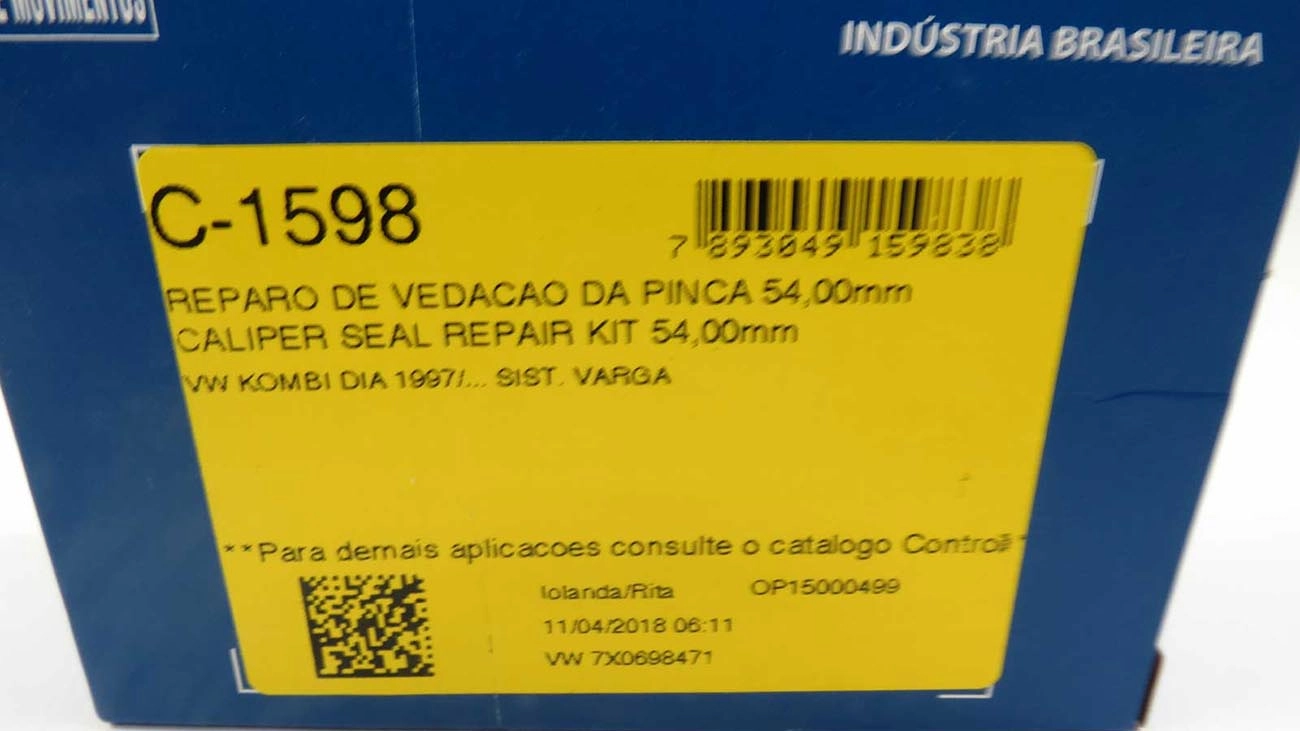 REPARO VEDAÇÃO PINÇA 54.00MM CILINDRO RODA VW KOMBI 97/ FREIO DISCO 54MM DIANTEIRO