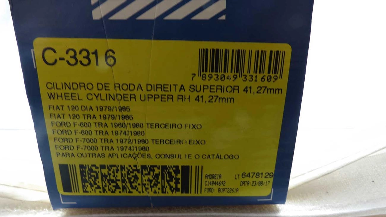 CILINDRO RODA FREIO TRASEIRO LADO DIREITO SUPERIOR TRASEIRA DIREITA FORD F-600/7000 60/80 F-11000 80/92 1-5/8 41,270MM