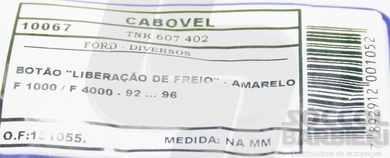 BOTAO AMARELO CABO LIBERACAO DE FREIO FORD F-1000/F-4000 1992/1996