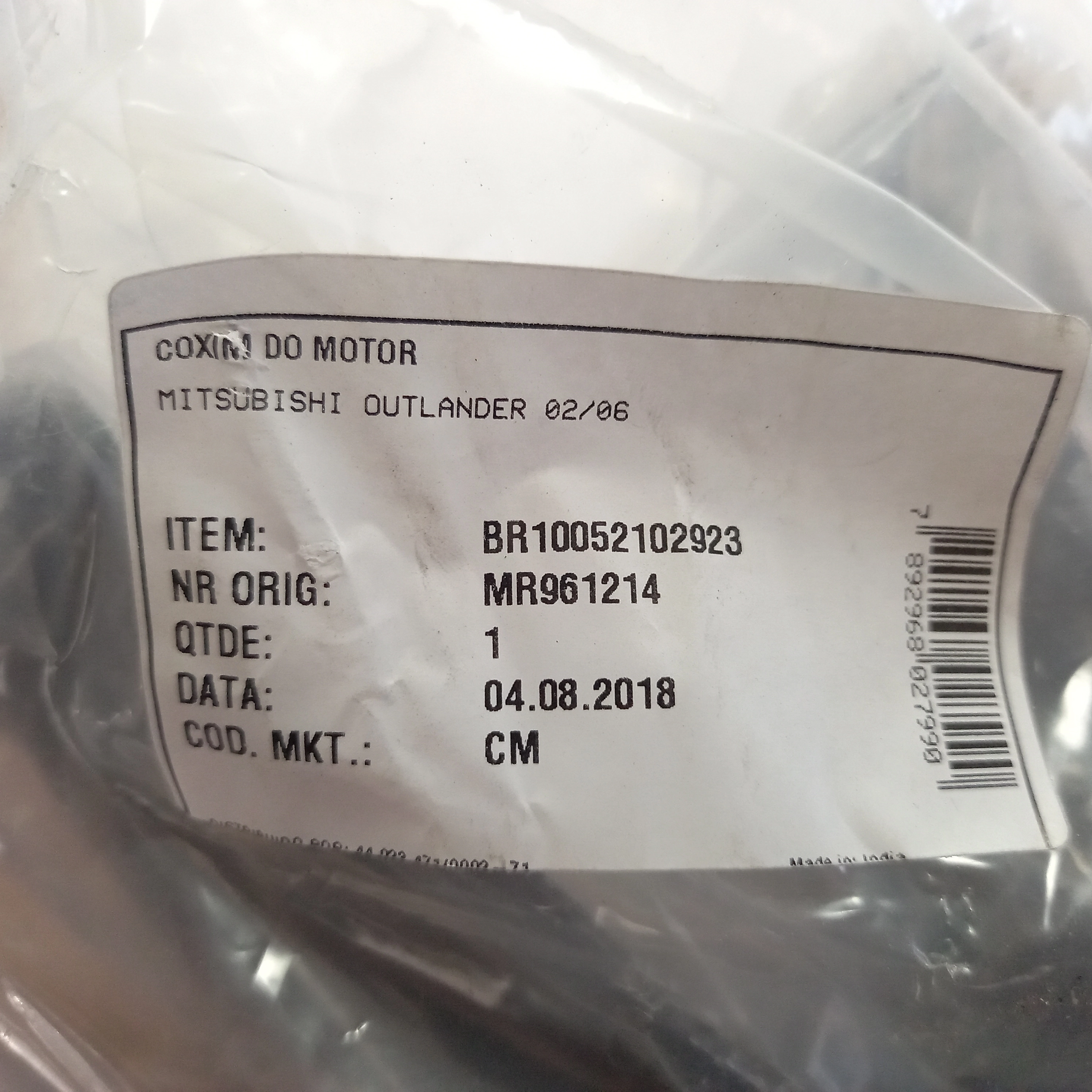 COXIM DO MOTOR TRASEIRO DIREITO MITSUBISHI OUTLANDER 2002/2006
