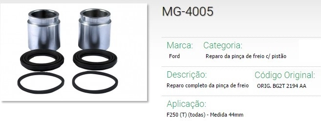 REPARO PINCA FREIO TRASEIRA - FORD F-250 98/ - 44MM