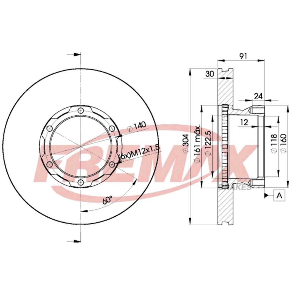 DISCO FREIO DIANTEIRO VENTILADO 304MM MB 709