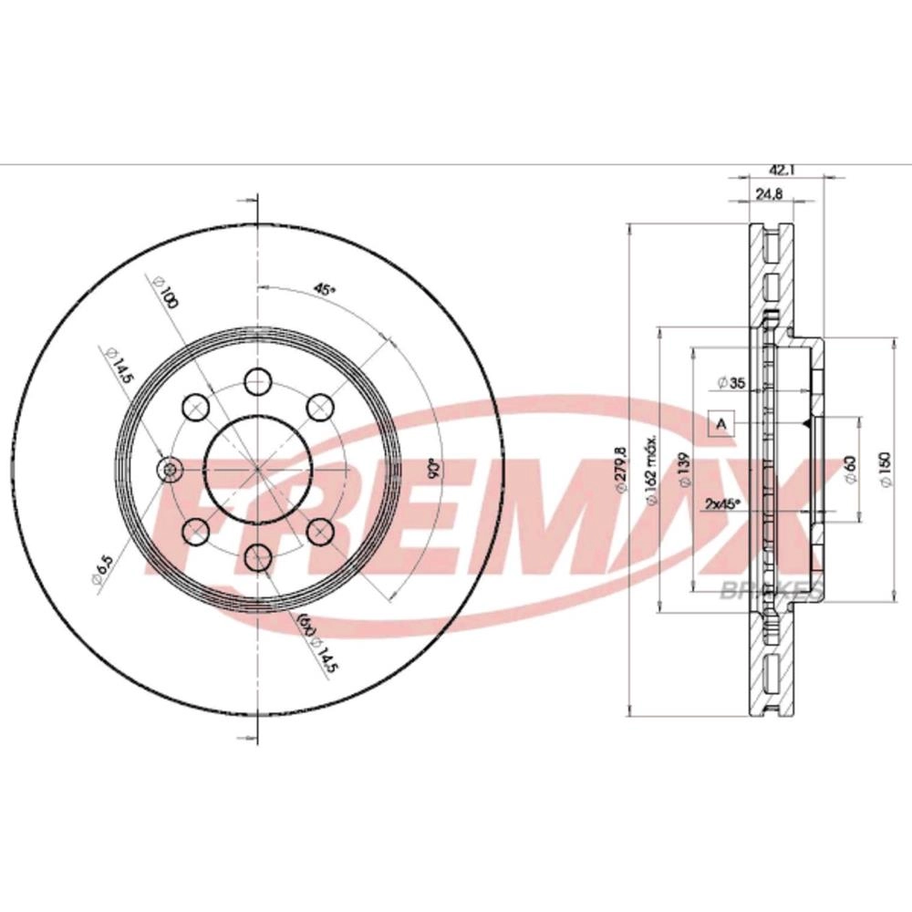 DISCO FREIO DIANTEIRO VENTILADO 280MM GM MERIVA 1.8 16V 2003/ ARO 15 8V