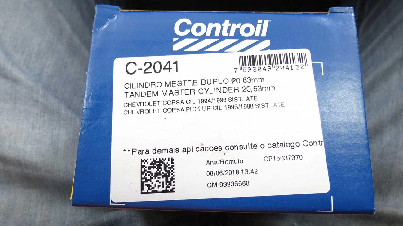 CILINDRO MESTRE FREIO 20.63MM PROFUNDIDADE PISTÃO 51MM SISTEMA ATE GM CORSA/PICK-UP 94/98 COM ESFERA PISTAO