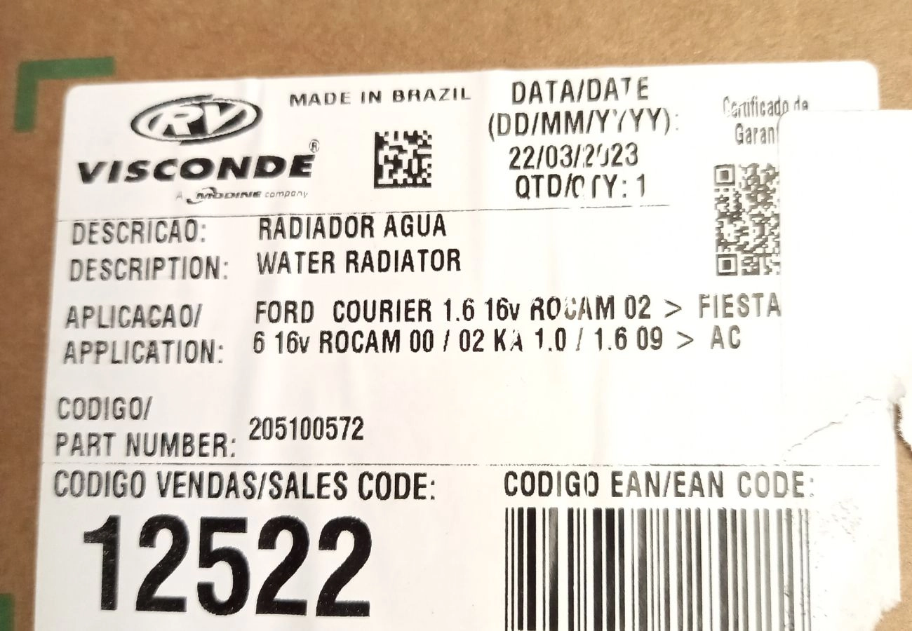 RADIADOR ÁGUA MOTOR CONSTRUÇÃO EXPANDIDO COM AR CONDICIONADO MANUAL FORD FIESTA/COURIER 2000/2002 TODOS NOVO KA 2009/