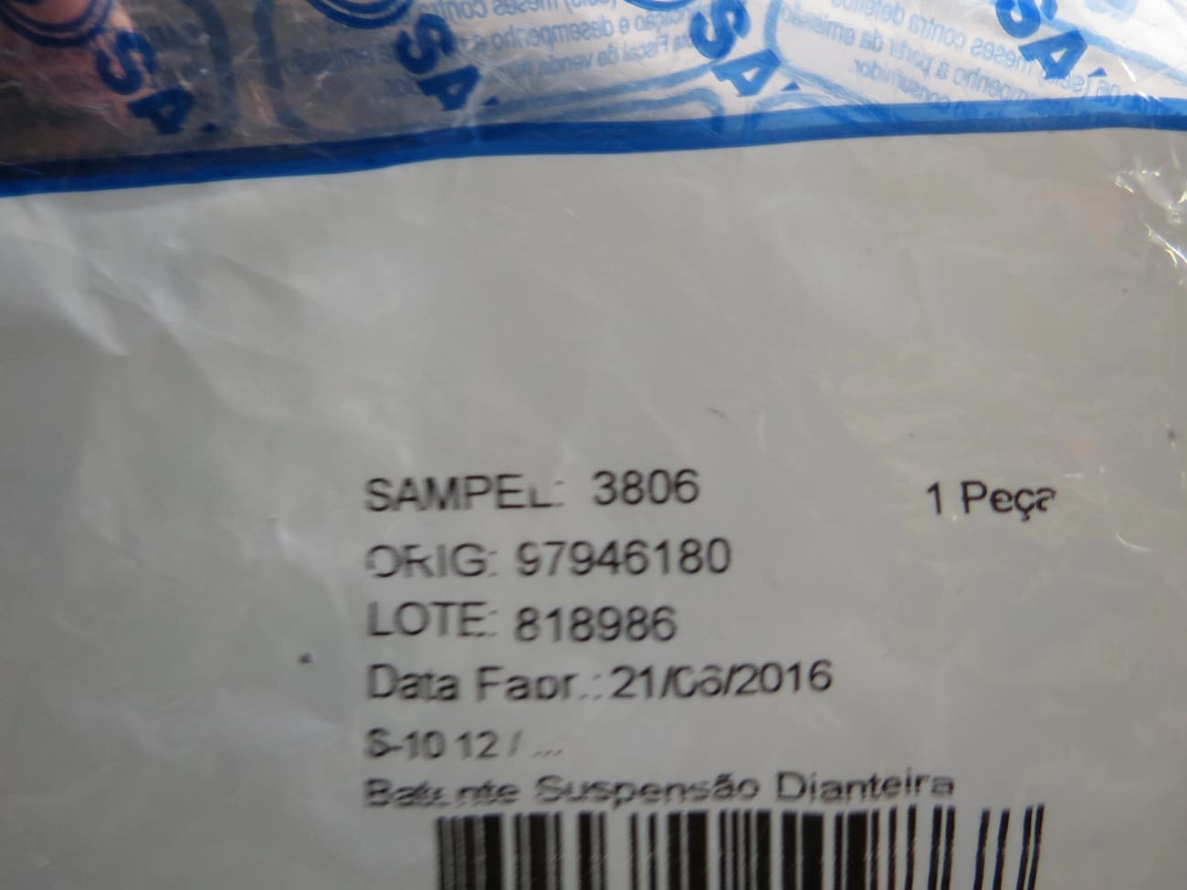 BATENTE BANDEJA INFERIOR GM TRAILBLAZER/ NOVA S-10/S-10 12/ SUSPENSÃO DIANTEIRA