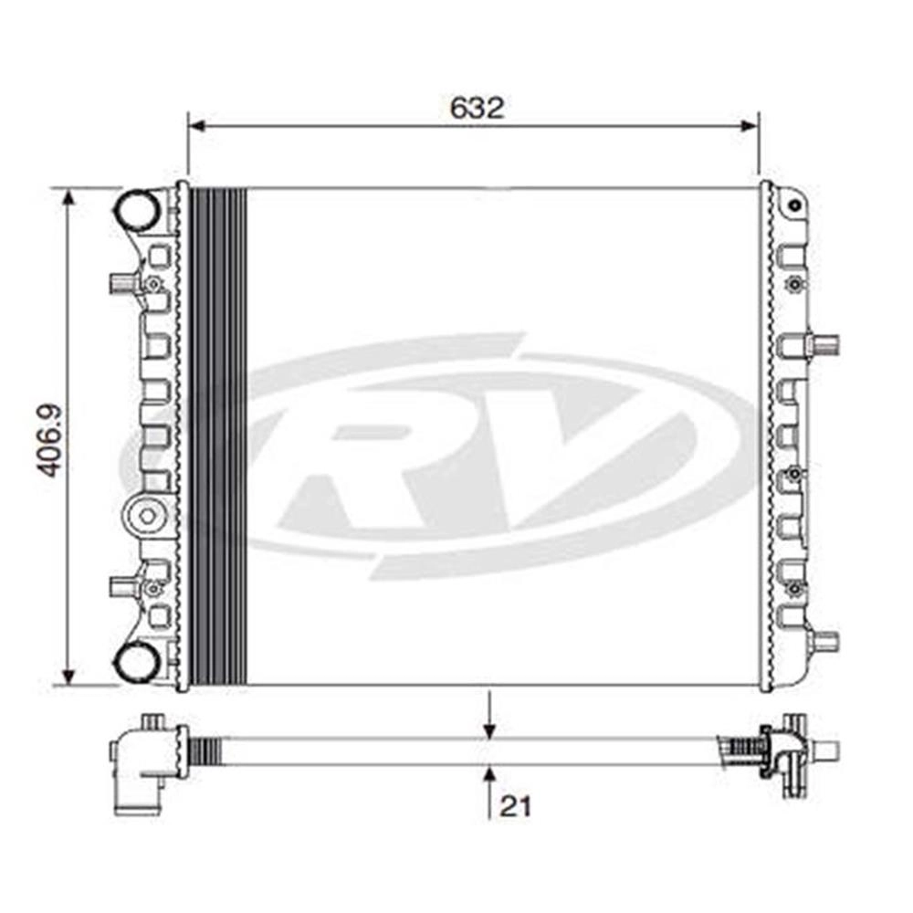 RADIADOR ÁGUA MOTOR CONSTRUÇÃO EXPANDIDO COM AR CONDICIONADO AUTOMÁTICO/MANUAL ACD VW NOVO GOL/VOYAGE 08/ 1.0 12V NOVA SAVEIRO 10/ FOX/POLO 1.0/1.6
